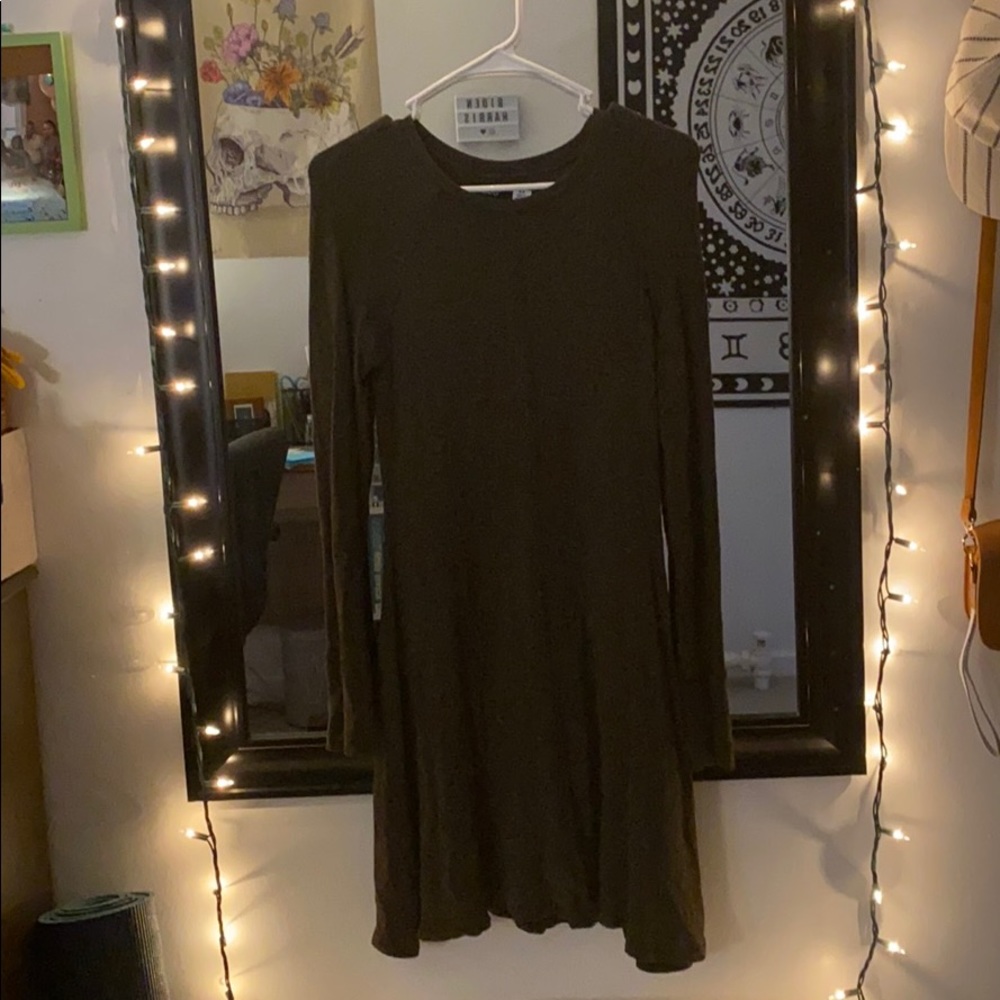 BDG Green Outfield Long Sleeve Sweater Dress